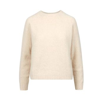 Max Mara Alpaca Katoenen Trui - Dames - Ronde hals truien - Beige - L - Katoen - Truien & Vesten