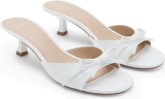 Mango Kitten Heel Slide Sandal in White at Nordstrom, Size 36
