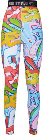 Philipp Plein Leggings Bombing Graffiti - women - Spandex/Elastane/Cotton/glass - S - Pink