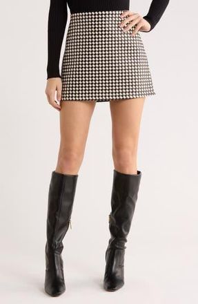 Alice & Olivia Elana Faux Leather Miniskirt in Black/Biscotti at Nordstrom Rack, Size 14