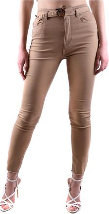 Pinko Beige Broek Ss 22 Stijlvolle Pasvorm - Dames - Skinny broeken - Beige - W24 - Katoen - Broeken