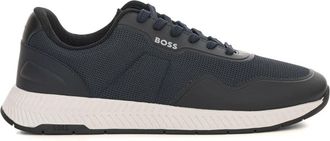 HUGO BOSS Titanium Runn Canvas Sneaker - Heren - Sneakers - Blauw - 45 EU - Polyester - Schoenen