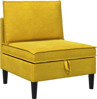 vidaXL Sof&aacute; Medio Con Almacenamiento Amarillo Terciopelo Vidaxl
