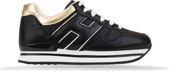 Hogan Sneakers, female, Black, 2 1/2 UK, Leather Lace-Up Trainers for Women