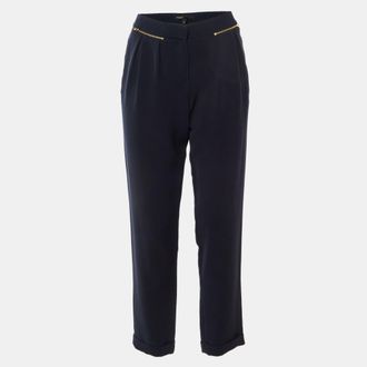 Maje Navy Blue Crepe Laurent Pleated Trousers