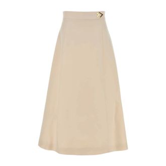Valentino Garavani Crepe Couture Midi Skirt - female - Valentino Garavani - Midi Skirts - Beige - M - Skirts