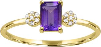 Diamond2Deal 10K Yellow Gold Amethyst and Diamond Engagement Ring ( 0.50Ct)