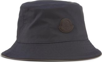 Moncler Logo Bucket Hat in Navy Blue at Nordstrom, Size X-Large