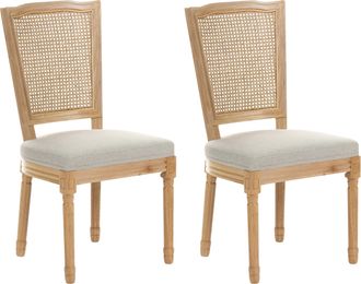 Beliani Conjunto De 2 Sillas De Comedor Tapizadas Con Trenza Vienesa Estilo Campestre Franc&eacute;s Retro Marr&oacute;n Claro/beige Bonanza