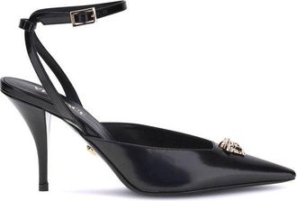 Versace Black Calf Leather Bos Taurus High Heel Womens Pumps