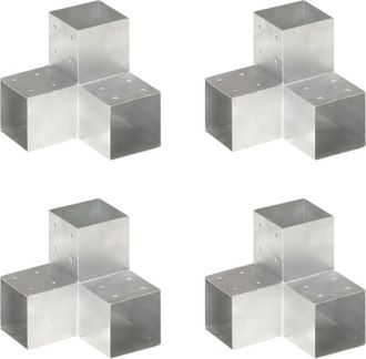 vidaXL Vidaxl - Conectores De Postes En Y 4 Uds Metal Galvanizado 101x101 Mm