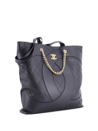Chanel Club Monaco Shopping Quilted Lambskin Large tote bag - Black
