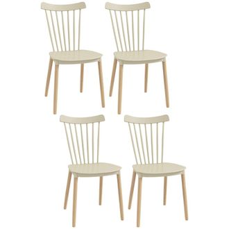 HOMCOM Sillas de comedor 48x52.5x83 cm madera natural