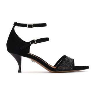 Kazar Schoenen, Dames, Zwart, 41 EU, Leer, Suede Sandalen met Strass-steentjes