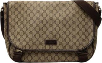 Gucci Pre-owned Canvas Crossbody Bag - unisex - Vintage Schoudertas - Beige - ONE Size - Leer - Vintage