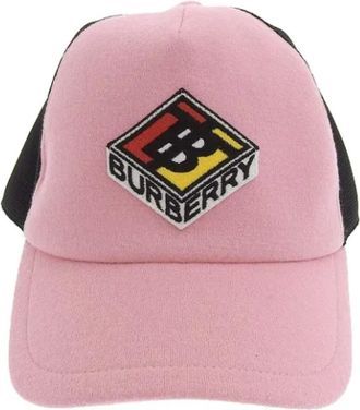 Burberry Pre-owned Vintage Canvas Hoed - Dames - Vintage Accessoires - Roze - ONE Size - Vintage