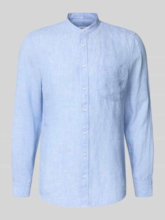 Seidensticker Slim Fit Leinenhemd mit Stehkragen Modell Mandarin in Bleu, Gr&ouml;&szlig;e 38