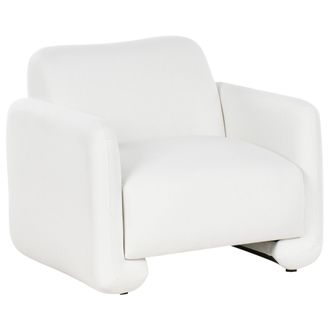 Beliani Beliani - Sill&oacute;n De Tela Tapicer&iacute;a De Poli&eacute;ster Respaldo Ancho Con Reposabrazos Muebles De Sal&oacute;n Retro Blanco Saland
