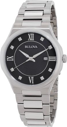 Bulova Classic Quartz Crystal Black Dial Mens Watch 96D156