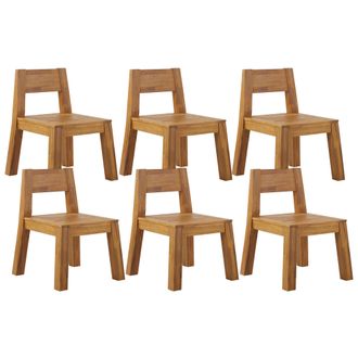 Beliani Conjunto De 6 Sillas De Jard&iacute;n De Madera De Acacia Clara Laminada Interior Exterior R&uacute;stico Livorno