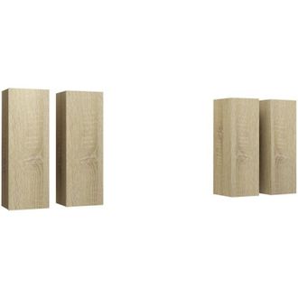 vidaXL Vidaxl - Juego De Muebles De Sal&oacute;n 4 Pzas Roble Sonoma 30,5x30x90 Cm
