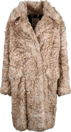 Becagli Beige Curly Mohair Wool-Blend Double-Breasted Coat