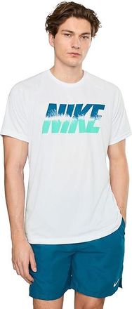 Nike Hydroguard Dip Dye Dri-FIT UV Short Sleeve Top Mens Swimwear White : 2XL, Polyester