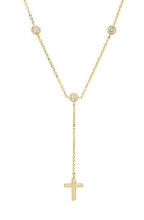 Queen Jewels CZ Station Y-Drop Cross Necklace in Gold at Nordstrom Rack