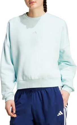adidas Essentials Small Logo Feel Sweatshirt in Halo Mint/White at Nordstrom Rack, Size X-Large