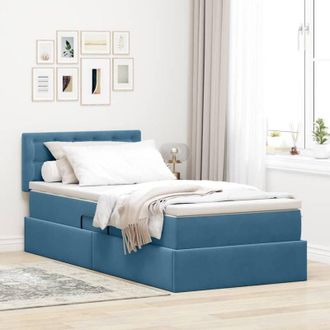 vidaXL vidaXL Letto con Contenitore Blu Scuro 90 x 200 cm Velluto