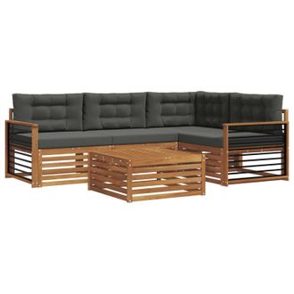 vidaXL Conjunto De Sof&aacute;s De Exterior 5 Pcs Natural Y Antracita Vidaxl