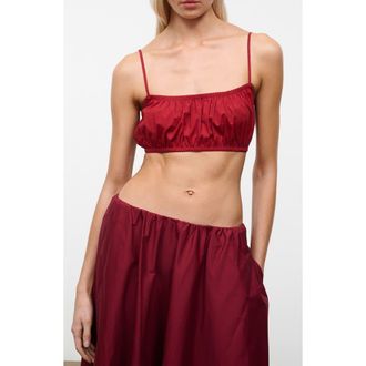 Staud Fiore Stretch Cotton Bralette Top in Rouge at Nordstrom, Size X-Small