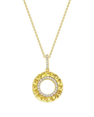 Suzy Levian Suzy Levian Silver Cz Rockstud Circle Necklace