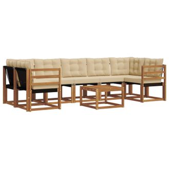 vidaXL Conjunto De Sof&aacute;s De Exterior Con Coj&iacute;n 8 Pcs Natural Y Beige Vidaxl