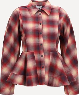 Ganni Camicia peplo in flanella Woman 38