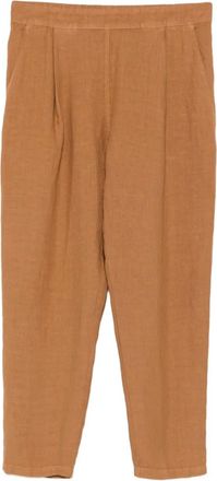 120% Lino Pantaloni in lino con pieghe - Marrone