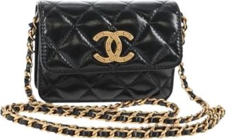 Chanel Pre-owned Vintage Mini Schoudertas - Dames - Vintage Mini Tas - Zwart - ONE Size - Leer - Vintage