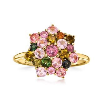 Ross-Simons Multicolored Tourmaline Cluster Ring in 10kt Yellow Gold