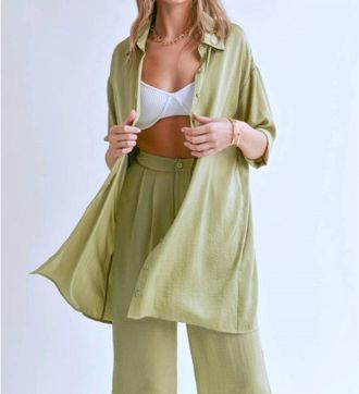 Sadie & Sage Juicy Oversized Layering Shirt In Lime