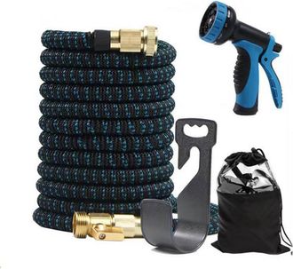 OEM Slanga De Jard&iacute;n Extensible - 15 M - 10 Modos De Chorro - Conexi&oacute;n De Cobre Doble - Mango Antideslizante - Resistente Al Fr&iacute;o Y Al Calor - Para Uso Ex