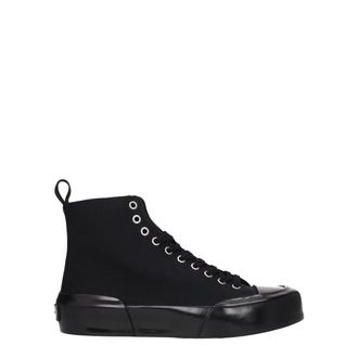 Jil Sander Zwarte Stof Hoge Sneakers