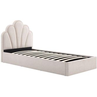 Vente-Unique Letto contenitore a conchiglia 90 x 190 cm Tessuto Beige - CORALUNO