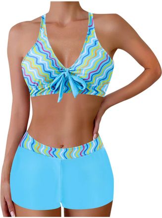 Generic Womens Bikini Sets Sexy Swimwear Two Piece Swimsuit High Waisted Bottom Tankinis Boyshorts Ladies Bathing Suit Strappy Bikini Top Tummy Control Swimmi