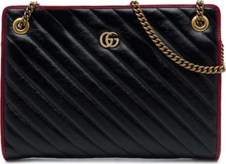 Gucci Pre-owned Gucci GG Marmont Bicolor Matelasse Diagonal Calfskin Torchon Shoulder Bag Ladies WMIWRXHWAJCCY7EW