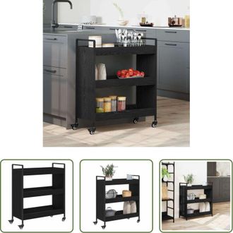 vidaXL Carrello da cucina in legno - Carrello da Cucina Rovere Nero 70 x 30 x 82 cm