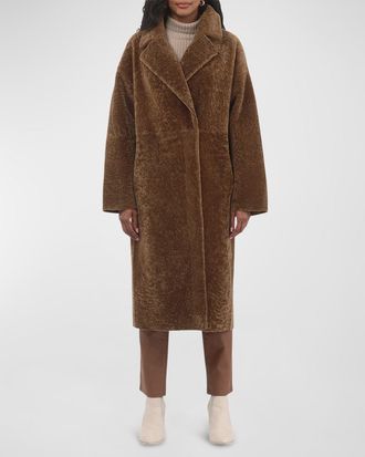 Gorski Reversible Textured Lamb Shearling Long Coat