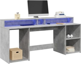 vidaXL Vidaxl - Scrivania con Luci led Grigio Cemento 200x55x91 cm Truciolato
