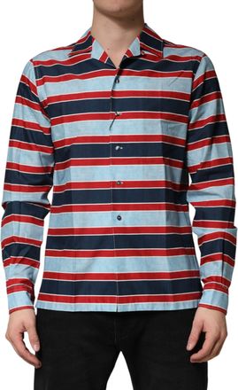 Dolce & Gabbana Multicolor Stripes Cotton Men Button Down Mens Shirt