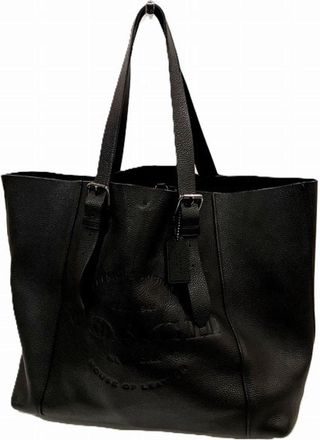 Coach Black Leather Shoulder Bag Tote Bag (Pre-Owned)