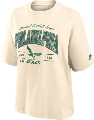 Nike Philadelphia Eagles Vintage Mod Boxy Nike Womens NFL T-Shirt in White | 01CM15A86V-U9E